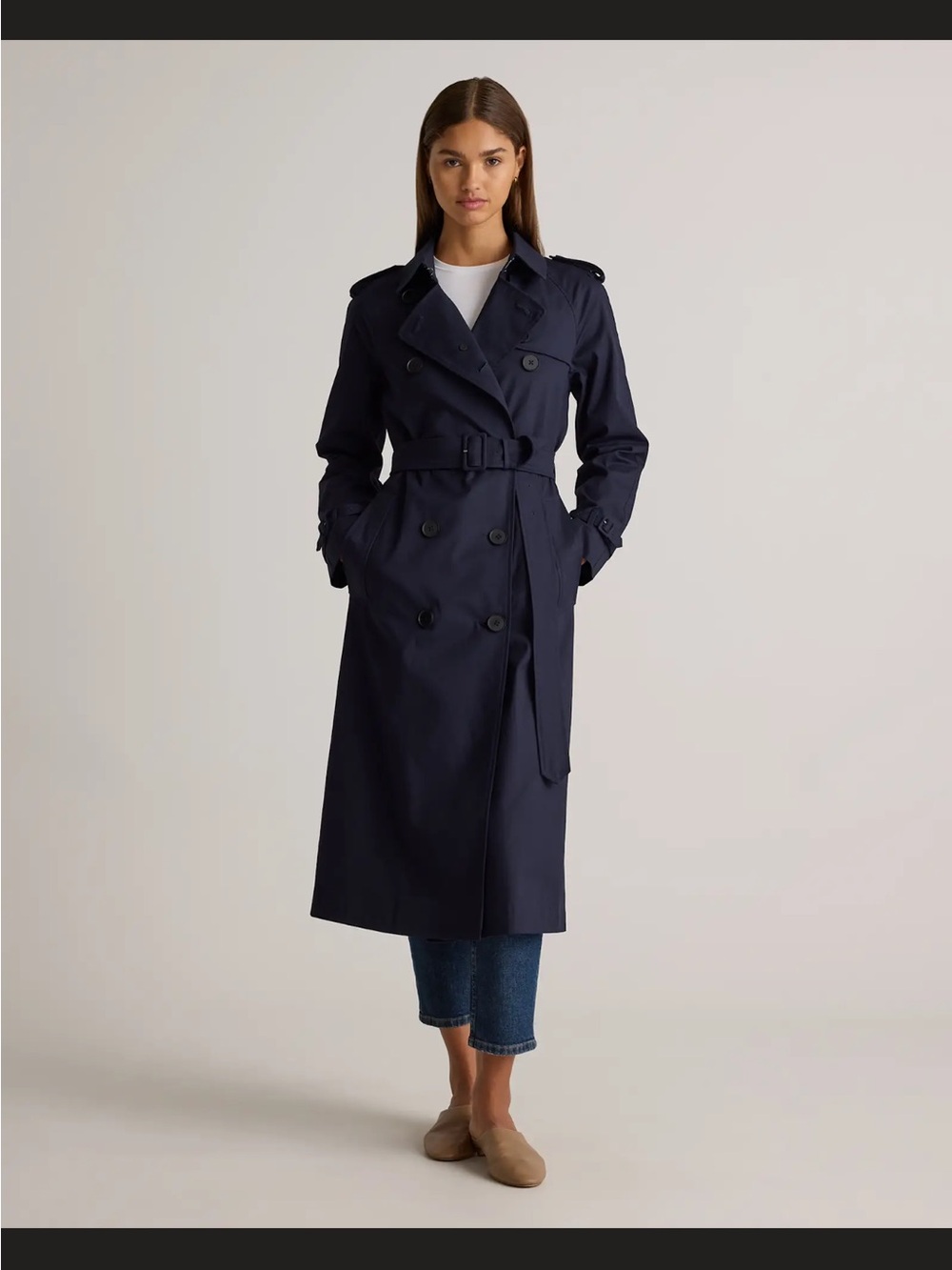 Quince • Comfort Stretch Long Trench Coat